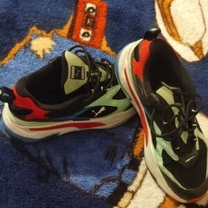Puma Kids' Black, Red, and Green Sneakers